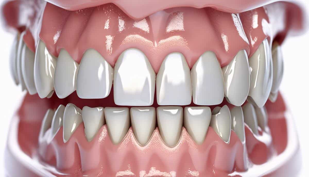 A close-up image of clean dentures on a white background.