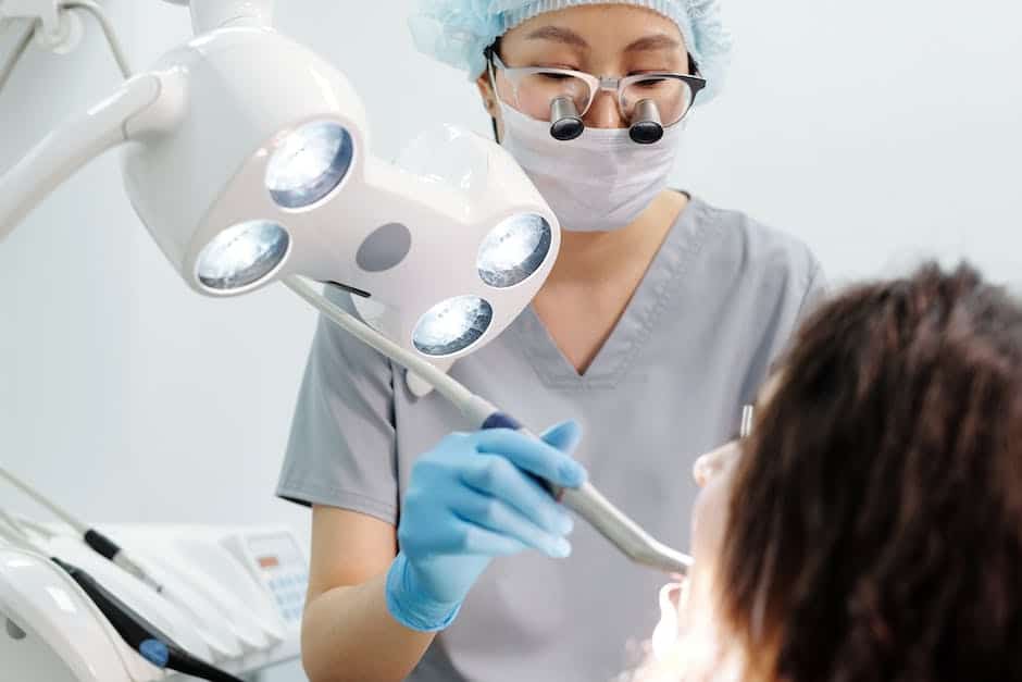 Illustration of a tooth being extracted by a dentist using dental tools